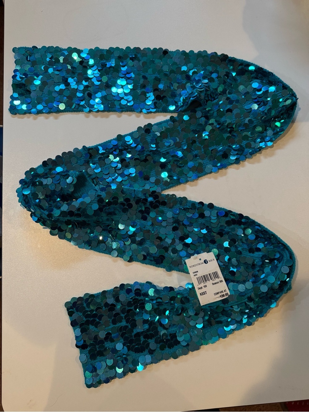 Vintage Trina Turk Sequin Scarf in Shimmering Teal NWT